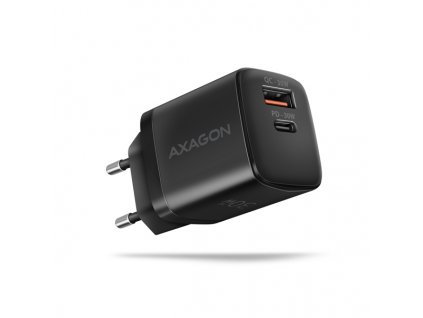 AXAGON ACU-PQ30 Sil nabíjačka 30W, 2x port (USB-A + USB-C), PD3.0/PPS/QC4+/AFC/Apple, čierna Axagon