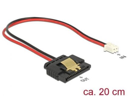 Delock Kabel Power 2 Pin Buchse > 1 x SATA 15 Pin Buchse (5 V) Metallclip 20 cm 85336 DeLock