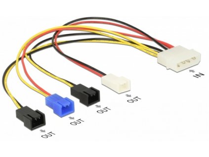 Delock Napájecí kabel Molex 4 pin samec > 4 x 2 pin ventilátor (12 V / 7 V / 5 V) 20 cm 85516 DeLock