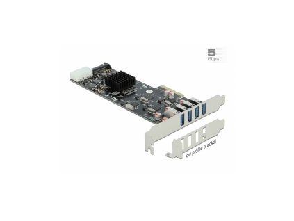 Delock PCI Express x4 Karta na 4 x externí SuperSpeed USB (USB 3.2 Gen 1) USB Typ-A samice Quad Channel - Low Profile 89008 DeLock