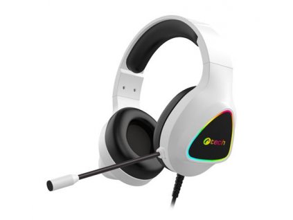 Herní sluchátka C-TECH Midas (GHS-17W), casual gaming, RGB podsvícení, bílá C-Tech