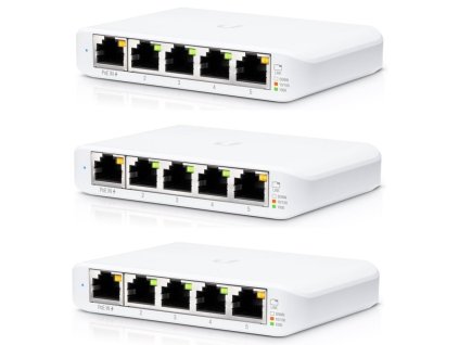 UBNT UniFi Switch USW-Flex-Mini-3, 3-pack [5xGigabit, 1xPoE In] Ubiquiti