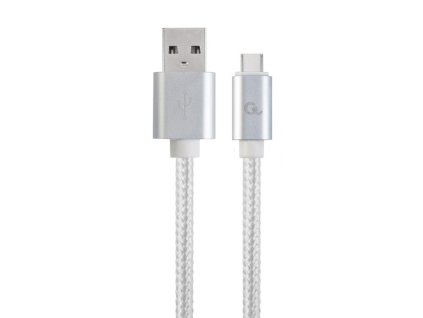 GEMBIRD Opletaný USB-C - USB 2.0, M/M, 1,8 m, stříbrný CCB-mUSB2B-AMCM-6-S Gembird