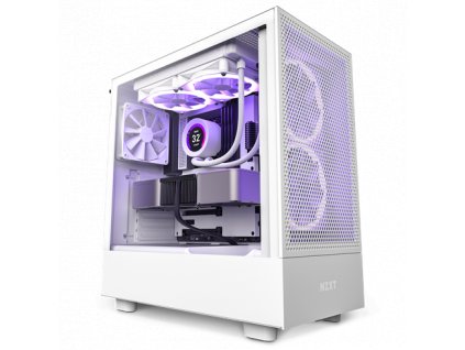 NZXT skříň H5 Flow edition / 2x120 mm fan / USB 3.0 / USB-C 3.1 / průhledná bočnice / mesh panel / bílá CC-H51FW-01