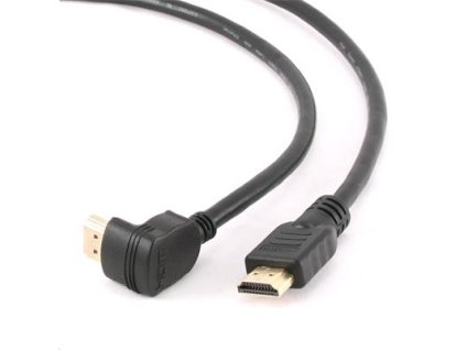 GEMBIRD Kabel HDMI-HDMI M/M 4,5m, 1.4, M/M stíněný, zlacené kontakty, 90° lomený, černý CC-HDMI490-15 Gembird