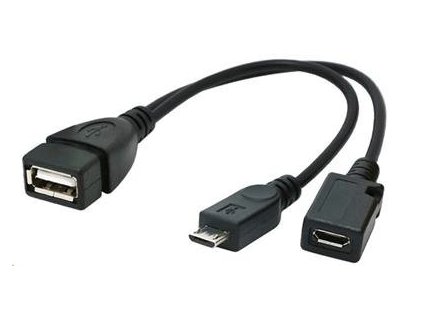 Kabel CABLEXPERT USB AF/micro BM + micro BF, OTG + dobíjení, 15cm, pro tablety a smartphone A-OTG-AFBM-04 Gembird