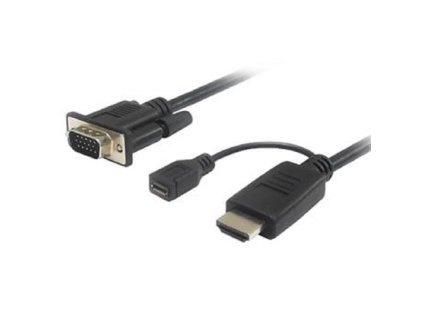 PremiumCord kabelový převodník HDMI na VGA s napájecím micro USB konektorem - černý khcon-20