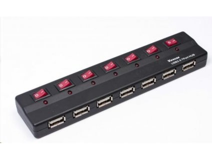 PremiumCord USB 2.0 HUB 7-portový s ext. napájením a vypínači portů ku2hub7sw