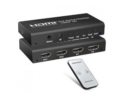 PremiumCord HDMI switch 2:2, 3D,1080p,dálkové ovl. khswit22