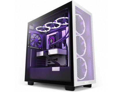 Skriňa NZXT H7 Flow edition / ATX / 2x120 mm ventilátor / USB-C / 2x USB / sklenená bočnica / sieťovaný panel / biela a CM-H71FG-01