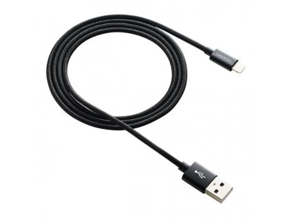 Canyon CFI-3, 1m kábel Lightning/USB, bez Apple certifikácie MFi, opletený, čierny CNE-CFI3B