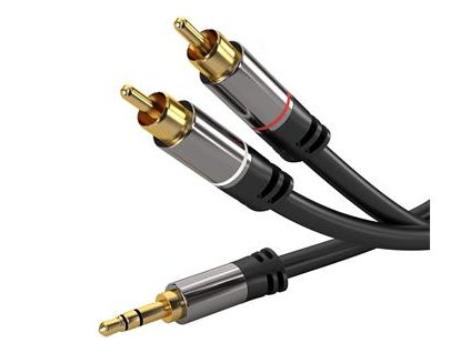 PremiumCord HQ stíněný kabel stereo Jack 3.5mm-2xCINCH M/M 1,5m kjqcin015