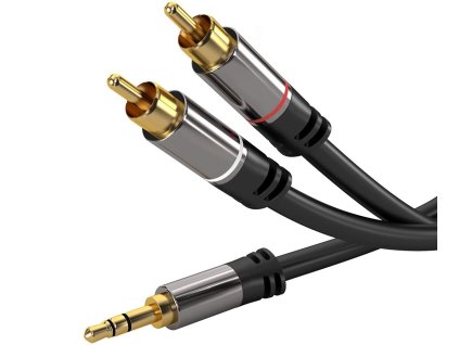 PremiumCord HQ stíněný kabel stereo Jack 3.5mm-2xCINCH M/M 3m kjqcin3