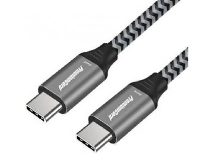 PremiumCord Kabel USB-C M/M, 100W 20V/5A 480Mbps bavlněný oplet, 1m ku31cw1