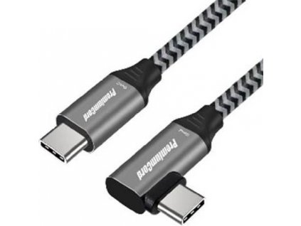PremiumCord USB-C zahnutý kabel ( USB 3.2 GEN 2, 3A, 60W, 20Gbit/s ) 0,5m, oplet ku31cu05