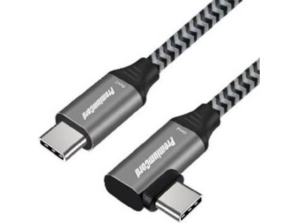 PremiumCord USB-C zahnutý kabel ( USB 3.2 GEN 2, 3A, 60W, 20Gbit/s ) 1m, oplet ku31cu1