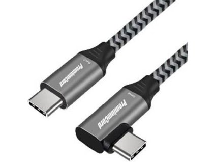 PremiumCord USB-C zahnutý kabel ( USB 3.2 GEN 2, 3A, 60W, 20Gbit/s ) 2m, oplet ku31cu2