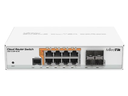 MIKROTIK RouterBOARD Cloud Router Switch CRS112-8P-4S-IN + L5 (400MHz; 128MB RAM; 8x GLAN POE; 4x SFP) MikroTik