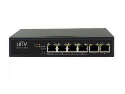 UNIVIEW Switch 6xRJ45 10/100 vč. PoE (802.3af/at,PoE budget 65W),PoE porty lze přepnout na 250m PoE@10Mbps, desktop NSW2010-6T-POE-IN UniView