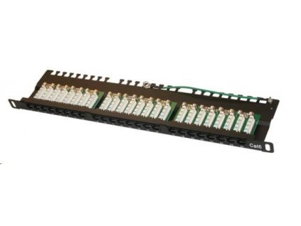 19"/0,5U Patch panel XtendLan 24port, UTP, Cat6, krone, černý XL-PP19-24U6-U