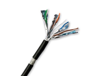 DATACOM S/FTP drát CAT7 PE,Fca 100m, plášť černý OUTDOOR 12171