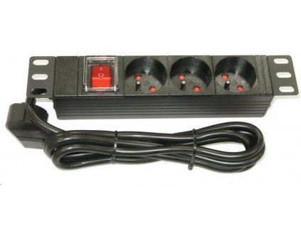 10" rozvodný panel XtendLan 3x230V, ČSN, vypínač, indikátor napětí, kabel 1,8m, 1U ZASUVKA3-10