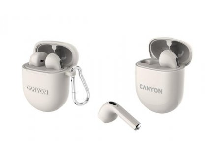 Canyon TWS-6, True Wireless Bluetooth slúchadlá do uší, nabíjacia stanica v kazete, béžové CNS-TWS6BE