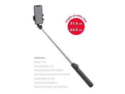 SWISSTEN BLUETOOTH SELFIE STICK ALUMINUM TRIPOD PRO 32000400 Swissten