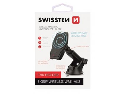 SWISSTEN MAGNETICKÝ DRŽÁK DO AUTA S BEZDRÁTOVÝM NABÍJENÍM S-GRIP WM1-HK2 65010604 Swissten