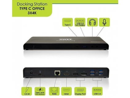 PORT dokovací stanice USB-C 9v1 3x4K, 2x Display Port, HDMI,3x USB, USB-C, Ethernet, jack 901910