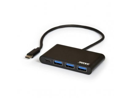 PORT USB-C HUB, 3x USB 3.0 + 1x USB-C, černá 900122