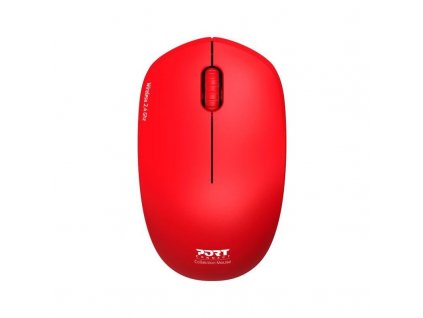 PORT bezdrátová myš Wireless COLLECTION, USB-A dongle, 2.4Ghz, 1600DPI, červená 900537