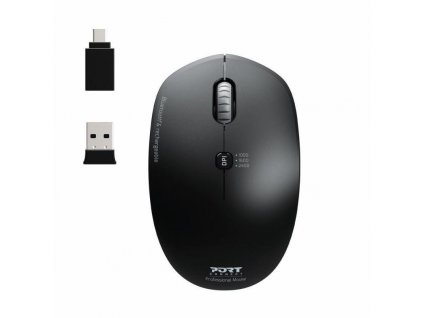 PORT bezdrátová myš COMBO PRO, 2,4 Ghz & Bluetooth, USB-A/C, černá 900707