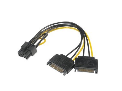 AKASA adaptér napájecí na 6+2pin PCIe (2xSATA male power to a 6+2pin PCIe female connector) AK-CBPW19-15 Akasa