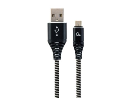 GEMBIRD CABLEXPERT USB 2.0 AM na MicroUSB (AM/BM), 1 m, opletený, čiernobiely, blister, PREMIUM KVALITA CC-USB2B-AMmBM-1M-BW Gembird