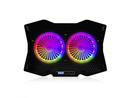 Modecom MC-CF18 RGB chladící podložka pro notebooky do velikosti 18", 2 ventilátory, RGB LED podsvícení, černá PL-MC-CF-18-RGB