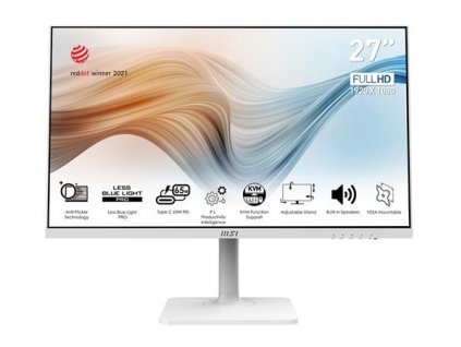 MSI monitor Modern MD272PW, 27"/FHD/IPS/5ms/1000:1/250cd / m2/HDMI/DP/USB/USB-C/bílý