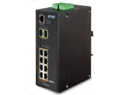 Planet IGS-10020PT PoE switch 8x 1000Base-T, 2x SFP, 802.3af 130W, IP30, -40 až 75°C, SNMP, IGMPv3, IPv6
