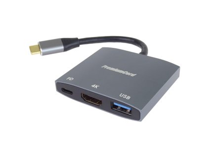 PremiumCord adaptér USB-C na HDMI, USB 3.0 a PD ku31hdmi15