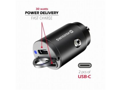 SWISSTEN CL ADAPTÉR POWER DELIVERY 2x USB-C 30W NANO ČERNÝ 20111800 Swissten