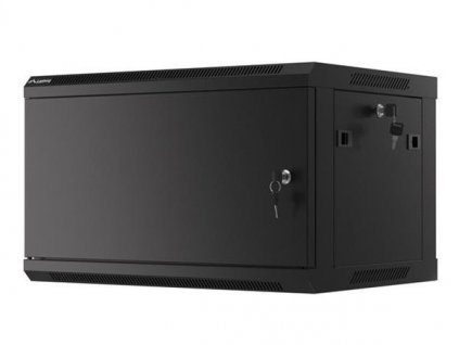 LANBERG Nástěnná jednodílná skříň 19" 6U/600x450, černá (RAL9004), plechové dveře WF01-6406-00B Lanberg