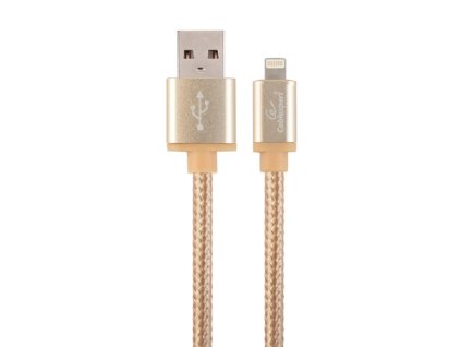 GEMBIRD CABLEXPERT USB 2.0 Nabíjací a synchronizačný kábel Lightning (IP5 a vyšší), opletený, 1,8 m, zlatý, blister CCB-mUSB2B-AMLM-6-G Gembird