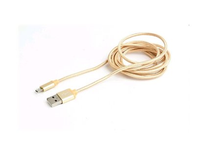 GEMBIRD Kábel CABLEXPERT USB A samec/Micro B samec 2.0, 1,8 m, opletené, zlaté, blister CCB-mUSB2B-AMBM-6-G Gembird
