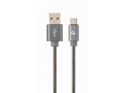 GEMBIRD CABLEXPERT USB 2.0 Kábel AM na typ C (AM/CM), 1 m, kovová špirála, sivý, blister, PREMIUM QUALITY CC-USB2S-AMCM-1M-BG Gembird