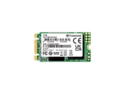 TRANSCEND MTS430S 1TB SSD disk M.2, 2242 SATA III 6Gb/s (3D TLC), 560MB/s R, 500MB/s W TS1TMTS430S Transcend