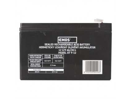 EMOS Bezúdržbový olovený akumulátor 12 V/9 Ah, faston 6,3 mm B9675