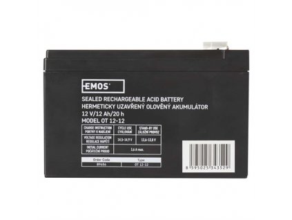 EMOS Bezúdržbový olovený akumulátor 12 V/5Ah, faston 6,3 mm B9656