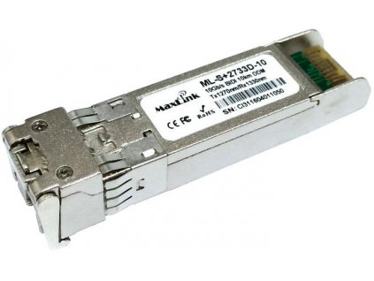 MaxLink 10G SFP+ optický modul, WDM, SM, Tx 1270/Rx1330nm, 10km, 1x LC konektor, DDM, Cisco compatible ML-S+2733-10 OEM