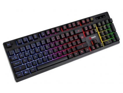 Polomechanická herní klávesnice C-TECH Iris (GKB-08), casual gaming, CZ/SK, duhové podsvícení, USB C-Tech