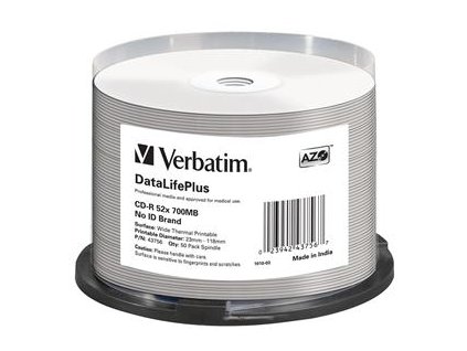 VERBATIM CD-R(50-Pack)/52x/700MB/ThermoPrint/NoID 43756 Verbatim